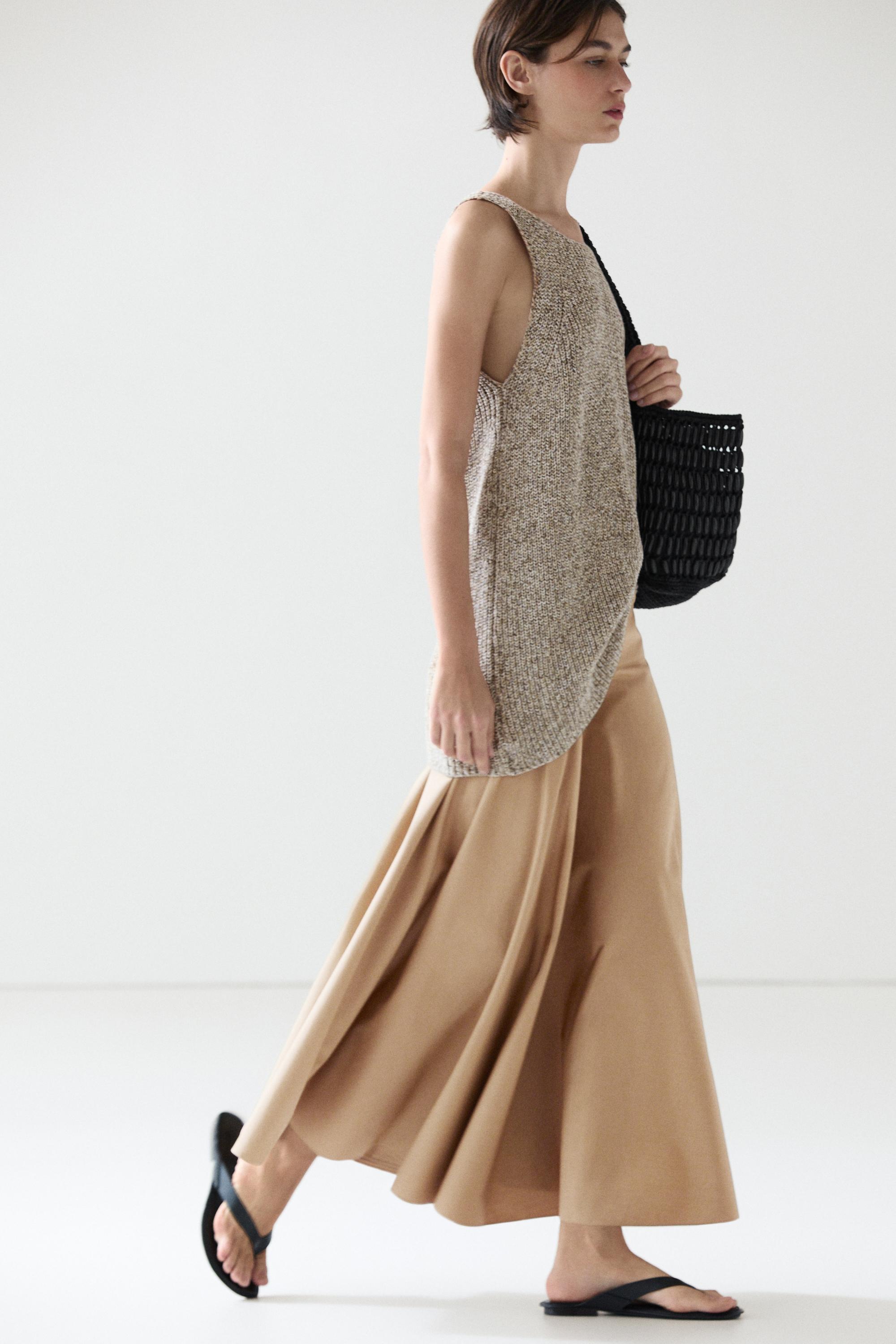 Flounce midi skirt with yoke detail